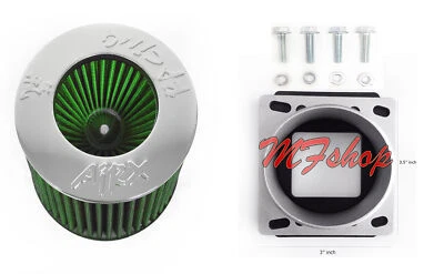 AirX Racing Green Intake Filter + MAF Sensor Adapter For 92-95 Mazda MX3 1.6 1.8 - Image 1 of 3