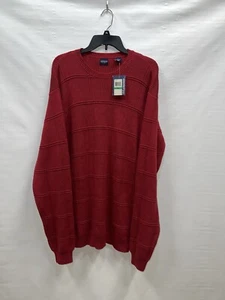 Arrow Sweater Mens Large Tall Red Cable Knit 100% Cotton Long Sleeve NWT - Picture 1 of 15