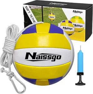 Tetherball Ball and Rope, Soft Tetherball Set with Metal Hook and Ball Pump with - Picture 1 of 14
