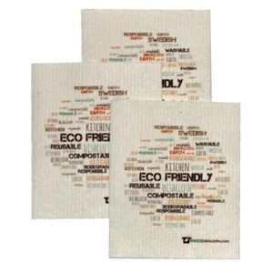 Swedish Dishcloth Set of 3 each Swedish Dishcloths - WordCloud - Picture 1 of 6