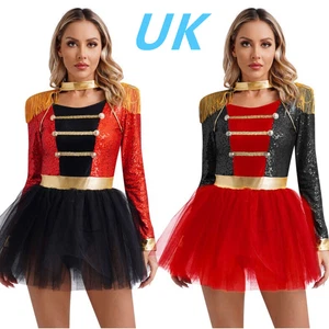 UJK Womens Circus Clown Costume Ringmaster Cosplay Long Sleeve Dress AU - Picture 1 of 30