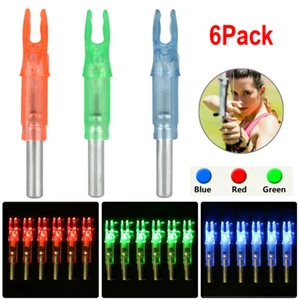6 Stück LED beleuchtete Pfeilnocken für Outdoor Jagd Compound Recurvebogen Bogenschießen - Bild 1 von 7