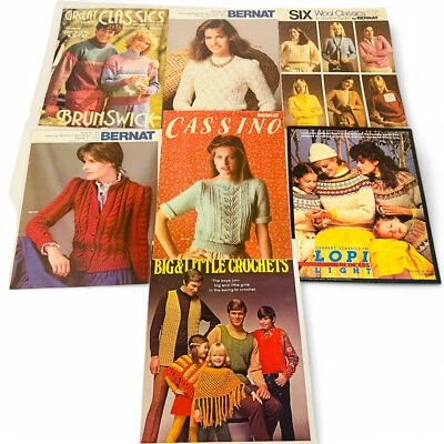 Vintage Knit & Crochet Pattern Book Lot (7 Books) – Bernat, Brunswick, Columbia - Image 1 of 4