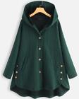 Womens Coats Hooded Cotton Button Single Breasted Knit Casual Loose Anomalistic 