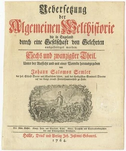Frontispicio antiguo de 'Algemeine Welthistorie' de Gebauer (1764) - Imagen 1 de 1