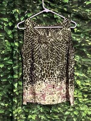 Dana Buchman Tank Top Blouse Sleeveless Floral Brown Pink Womens Med - Image 1 of 4