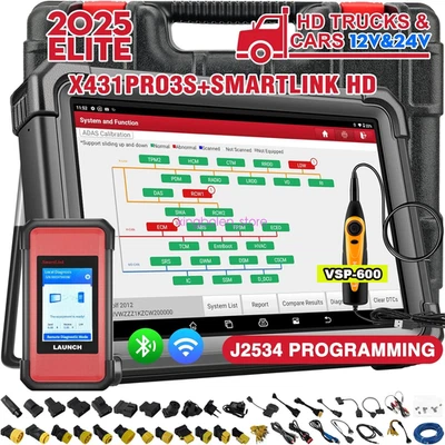 Launch X431 PRO3S+ SmartLink HD Heavy Duty Truck Car Scanner J2534 Programming Foto 1 de 4