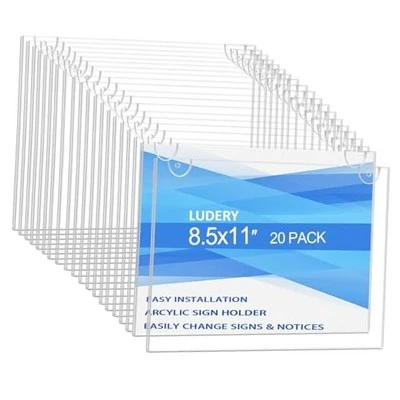 Acrylic Sign Holder 11x8.5 Horizontall, Wall Mount Document Holder, Clear  - Image 1 of 4