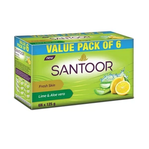 Santoor Aloe Fresh Körperseife, 125g (6er Pack) mit Aloe Vera und Limette 750gm - Bild 1 von 5
