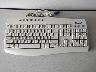 Microsoft Internet Keyboard PS/2 Wired RT9443 Vtg - Good Working Condition  - Image 1 of 4