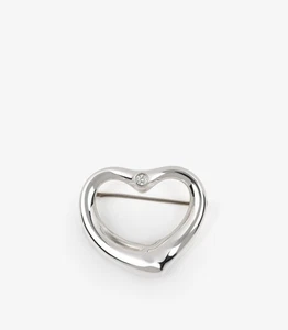 Spilla cuore aperto Tiffany & Co. accento diamante argento sterling Elsa Peretti - Foto 1 di 5