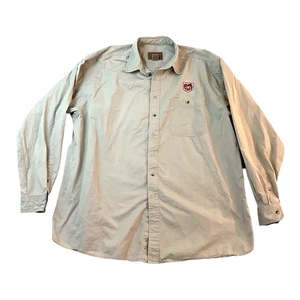 Gear For Sports Fear This Logo Button Up Long Sleeve Shirt Men's Size 2XL Khaki - Picture 1 of 9