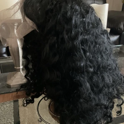 "Pelucas de pelo rizado ondulado frontal de encaje para mujer negra 14""" Foto 1 de 4