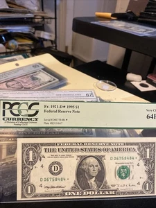 š 1995 āļø NOTE $1 Dollar Bill ( Cleveland āDā ) PCGS 64 PPQ NEW VERY CHOICE - Picture 1 of 3