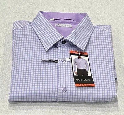 Duchamp London Men's Slim Fit Cotton Stretch Shirt, Purple, Size 18.5 XXL - Image 1 of 3