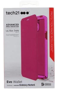 Tech21 PINK EVO WALLET MAGNET FLIP CASE STAND FOR SAMSUNG GALAXY NOTE 5 - Picture 1 of 1