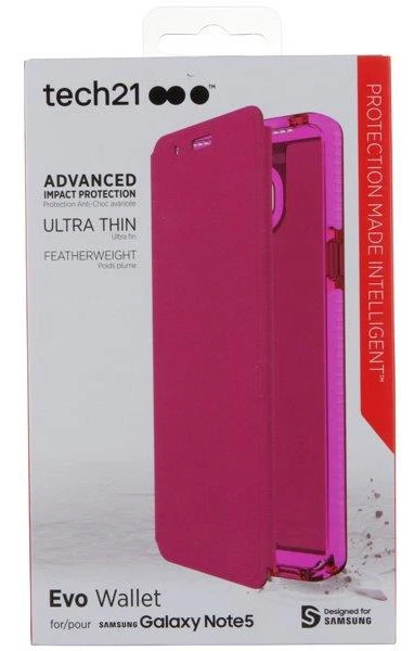 Tech21 PINK EVO WALLET MAGNET FLIP CASE STAND FOR SAMSUNG GALAXY NOTE 5 - Image 1 of 1