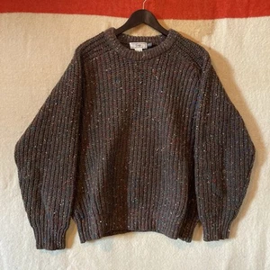 Vintage Chunky Speckled Wool Sweater Men’s Size Large 1990s GAP Brown Ribbed - Bild 1 von 7