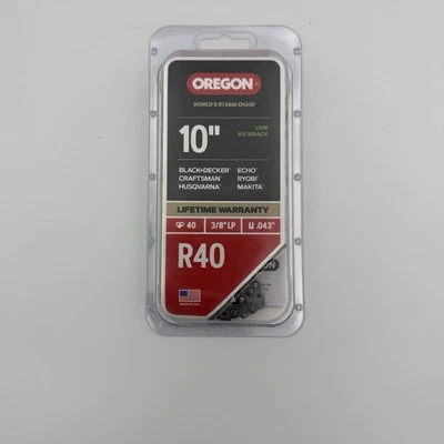 Cadena de motosierra Oregon 10" R40 calibre 3/8" LP .043" se adapta a Black+Decker Craftsman Hu Foto 1 de 2