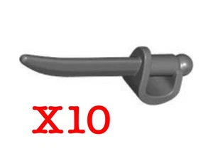 New Lego Swords Cutlass - Dark Stone Gray - 10 Pieces - Picture 1 of 2