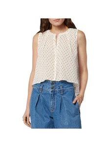 JOIE Womens White Pleated Hi-lo Hem Sleeveless Crew Neck Button Up Top XS - Picture 1 of 6