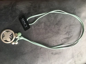 NEU Sence Copenhagen Halskette Leder Heilstein Aventurin türkis Schmetterling - Bild 1 von 3