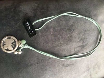 NEU Sence Copenhagen Halskette Leder Heilstein Aventurin türkis Schmetterling - Bild 1 von 3