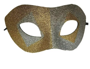 Gold Silber Glitzer Diamant Breite Maskerade Maske Tanzball Herren - Bild 1 von 4