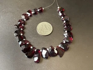 Garnet gemstone nugget beads size 20-12 mm handmade faceted polished BA-11 - Picture 1 of 8