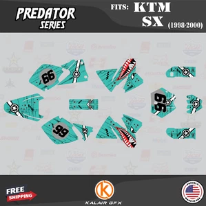 Graphics Kit for KTM 125SX 200SX 250SX 300SX 380SX (1998-2000) Predator - Teal - Picture 1 of 6