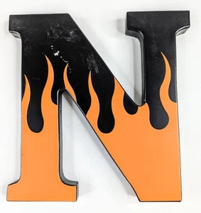 🔥 Harley Davidson Motorcycles 8” Wood Flame Letter Wall Hanging, "N" - USED - Picture 1 of 5