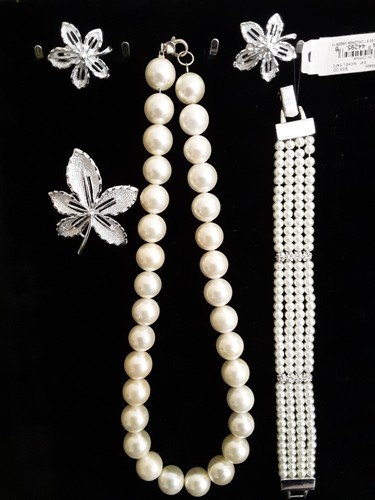 Vintage Anni 60 Sarah Cov Spilla Foglia Clip Orecchini Bracciale Givenchy Collana Perla