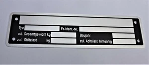 Blanko Typenschild Anhänger KFZ neutral für 1 Achse 148x38x0,5mm - Var. 5 - Bild 1 von 1