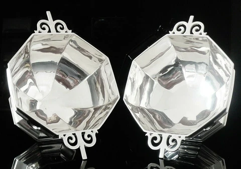 2 Sterling Silver Pedestal Bowls, Manoah Rhodes & Sons Ltd, 1929 & 1932 Cover