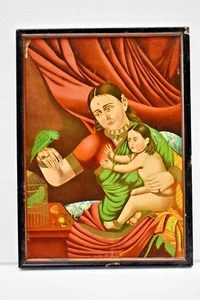 Raja Ravi Varma Shri Rama Bal Roop Lithograph Oleograph Print Framed Circa 1900 - Picture 1 of 8