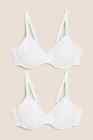 BNWT M&S White 2 Pack Cotton Rich Wired Full Cup Bras 38D 40A 40B     (G827/634)