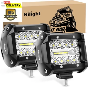 led light pods 4inch 60w flood spot combo triple row 6000lm bar driving nilight. - Picture 1 of 12