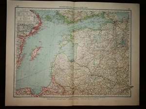 DOUBLE-PAGE MAP-WEST RUSSIA,NORTH PART, 140-141 , ANDREE GREAT WORLD ATLAS- 1914 - Picture 1 of 2
