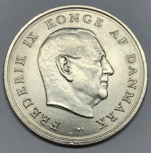 1967 Denmark 10 Kroner Silver Coin KM 856 Wedding Princess Margrethe - Picture 1 of 2