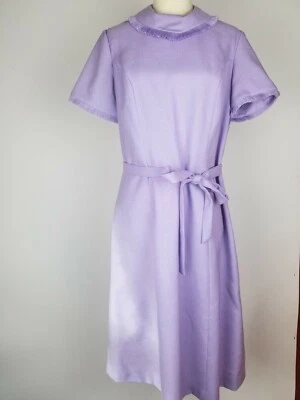 Vestido de día vintage para mujer talla 12 lino hecho por 'Teede' Foto 1 de 4