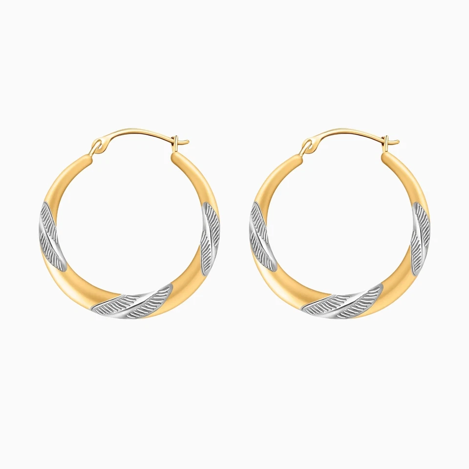 Pori Jewelry 14K Gold Round Twisted Two Tone Hoop Earrings - Image 1 of 4