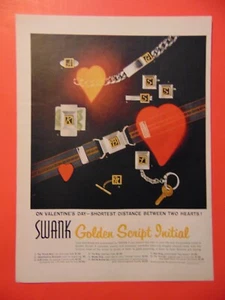 1960 SWANK Golden Script Initial Valentine's Day photo art print ad - Picture 1 of 1