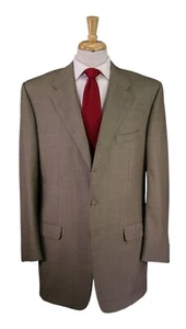 Corneliani LIght Brown w/ Sky Blue Windowpane Super 120's Wool 44L - Picture 1 of 11