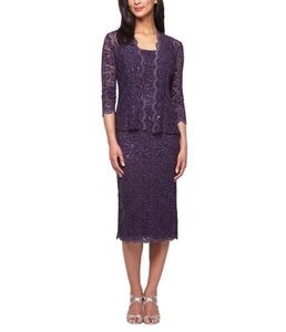Alex Evenings Women's Two-Piece Set Dress Eggplant, 8 - Picture 1 of 5