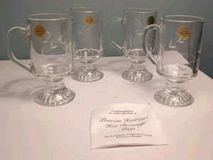 Vintage 4er Set Princess House Kristall Getränkebecher mit Aufklebern #504 Neu im Karton - Bild 1 von 15