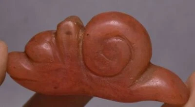 7CM Old China Hongshan Culture Red Crystal Carving Snail Animal Pendant - Image 1 of 4