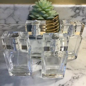 4x refillable 30ml Square Glass Perfume Empty Bottle Atomiser Spray Travel - Picture 1 of 2