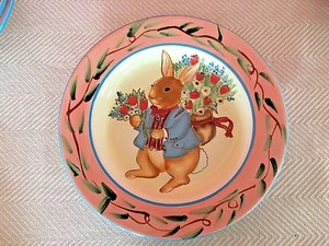 Susan Winget Certified International Bunny Rabbit Shallow Bowl Dish Plate Easter - Picture 1 of 2