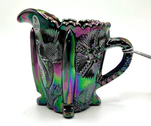Fenton Glass Creamer Pitcher Amethyst Carnival Iridescent Thistle Pattern 2004 - Picture 1 of 5