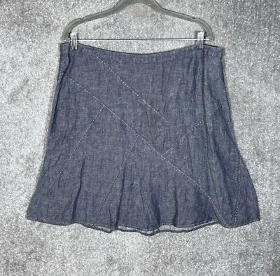 Falda acampanada Cabi de lino con retazos para mujer talla 16 azul cambray Foto 1 de 4